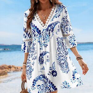 Cupshe Floral Paisley Print Lace Dress